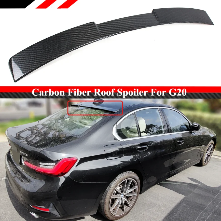 BayOptiks 2019-2025 BMW G20/G80 3-Series/M3 Carbon Fiber Roof Spoiler - Image 4