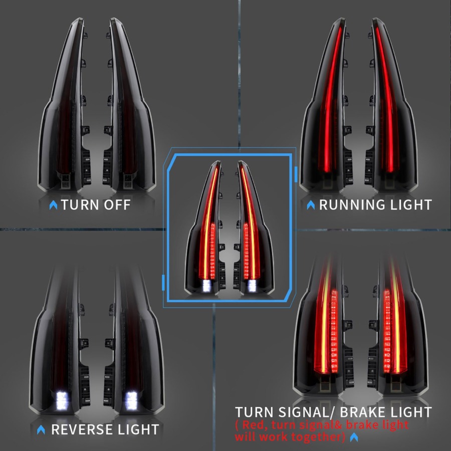 Vland 2015-2020 Chevrolet Tahoe Suburban 4th Gen(K2UC) LED Tail Lights - Image 5