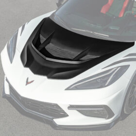 Extreme Online Store EOS Corvette C8 ZR1 MATTE BLACK Front Bumper Vented Extractor Hood for C8 Corvette - Image 3