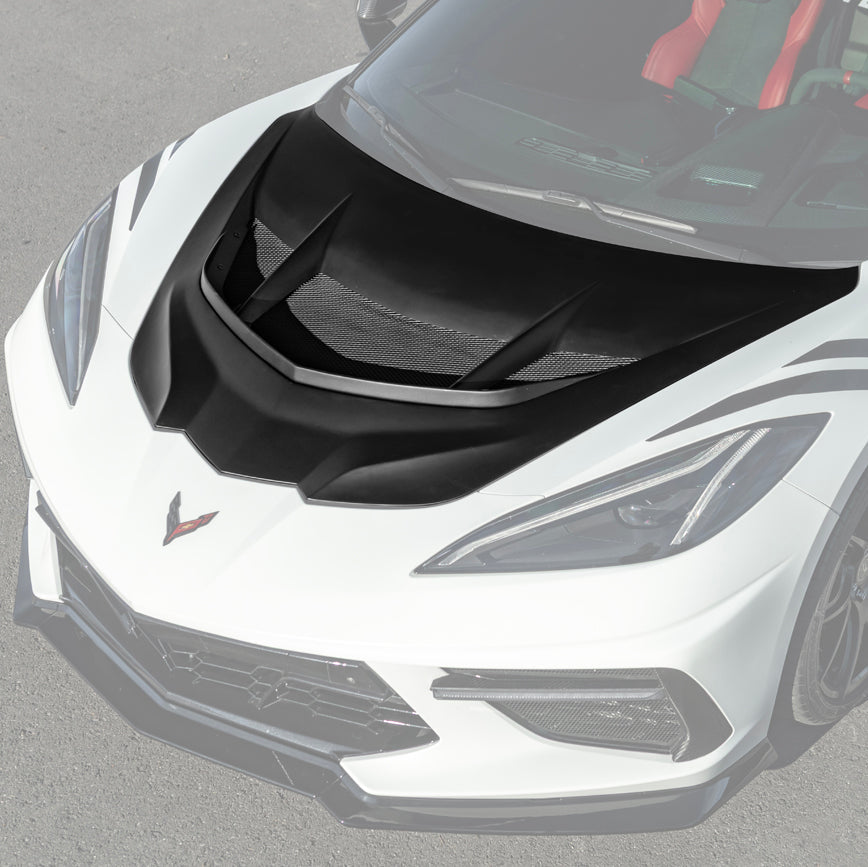 EOS Corvette C8 ZR1 MATTE BLACK Front Bumper Vented Extractor Hood