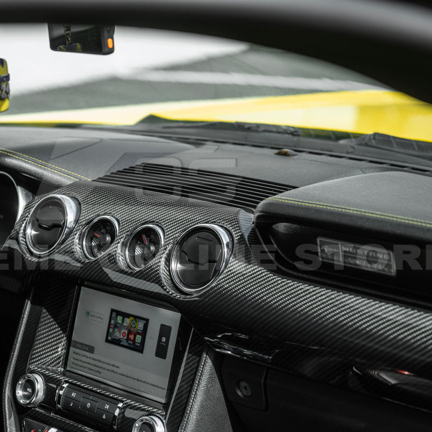 2015-23 Ford Mustang DRY CARBON FIBER Instrument Dashboard Panel Trim - Image 4