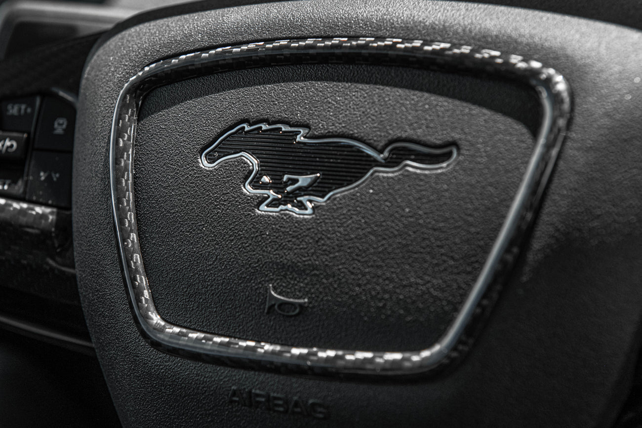 2021+ Mustang Mach-E DRY Carbon Fiber Steering Wheel Trim - Image 3