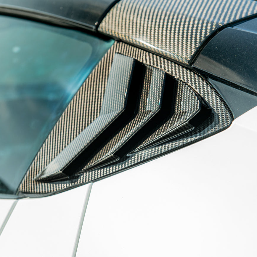 EOS 2020-Up Corvette C8 DRY Carbon Fiber Side Quarter Window Louver Sun Shade Cover