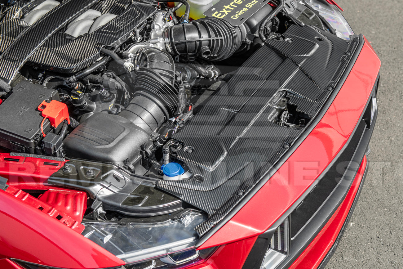2024+ Ford Mustang DRY CARBON FIBER Radiator Cover - Image 4