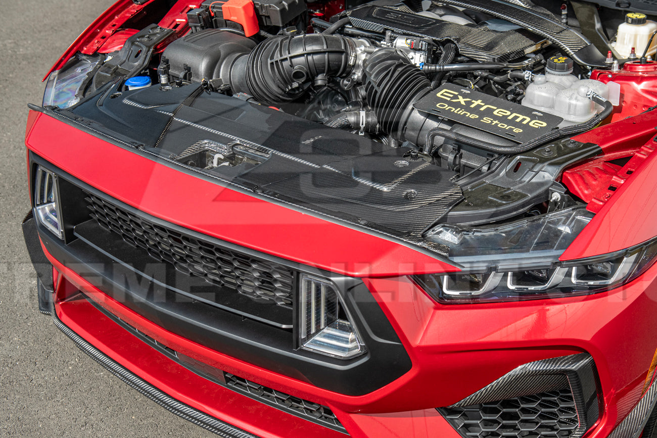 2024+ Ford Mustang DRY CARBON FIBER Radiator Cover - Image 3