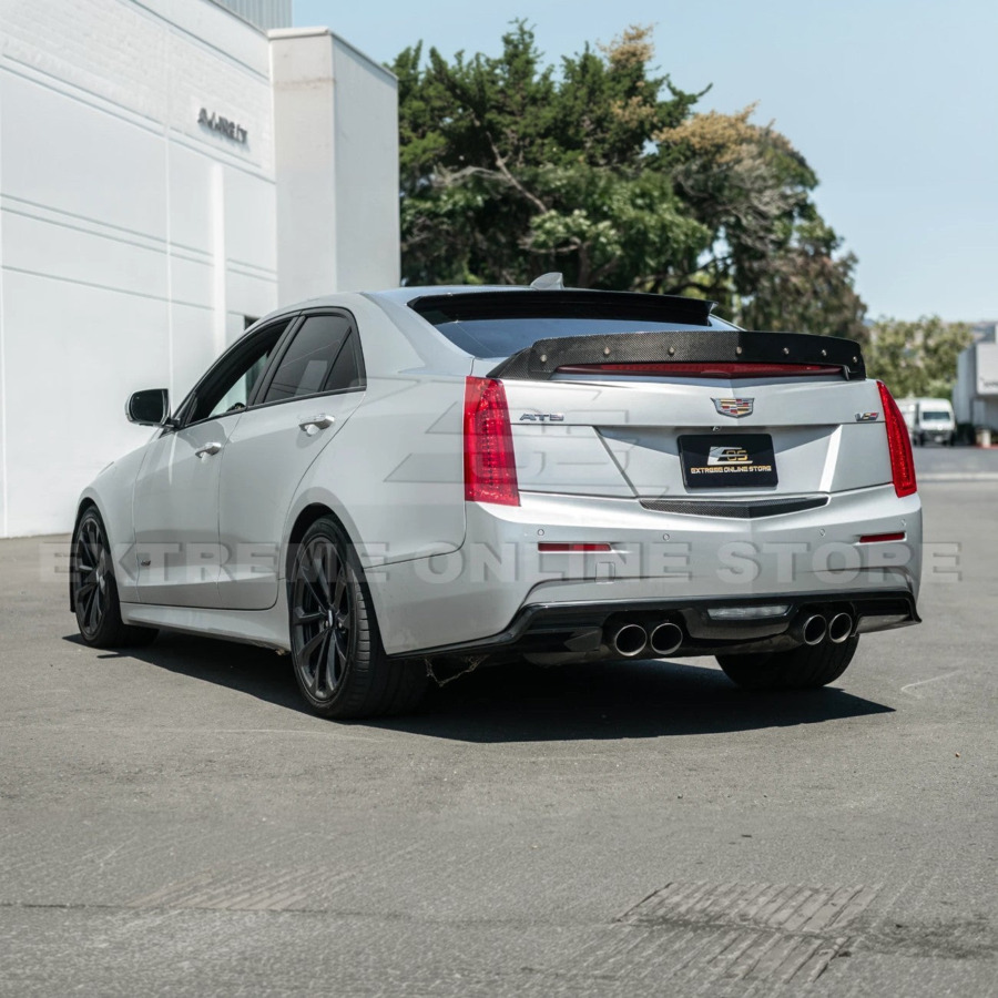 EOS 2013-18 Cadillac ATS ATS-V Sedan DRY CARBON FIBER Rear Trunk Applique Insert Trim - Image 4