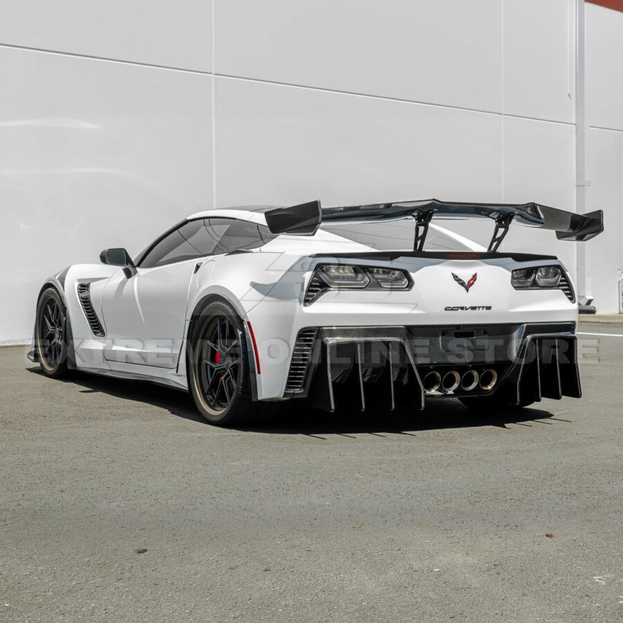 EOS 2014-2019 Chevrolet Corvette C7 Stingray / Z51 Carbon Fiber ZR1 Extended Package Rear Spoiler High Wing - Image 4