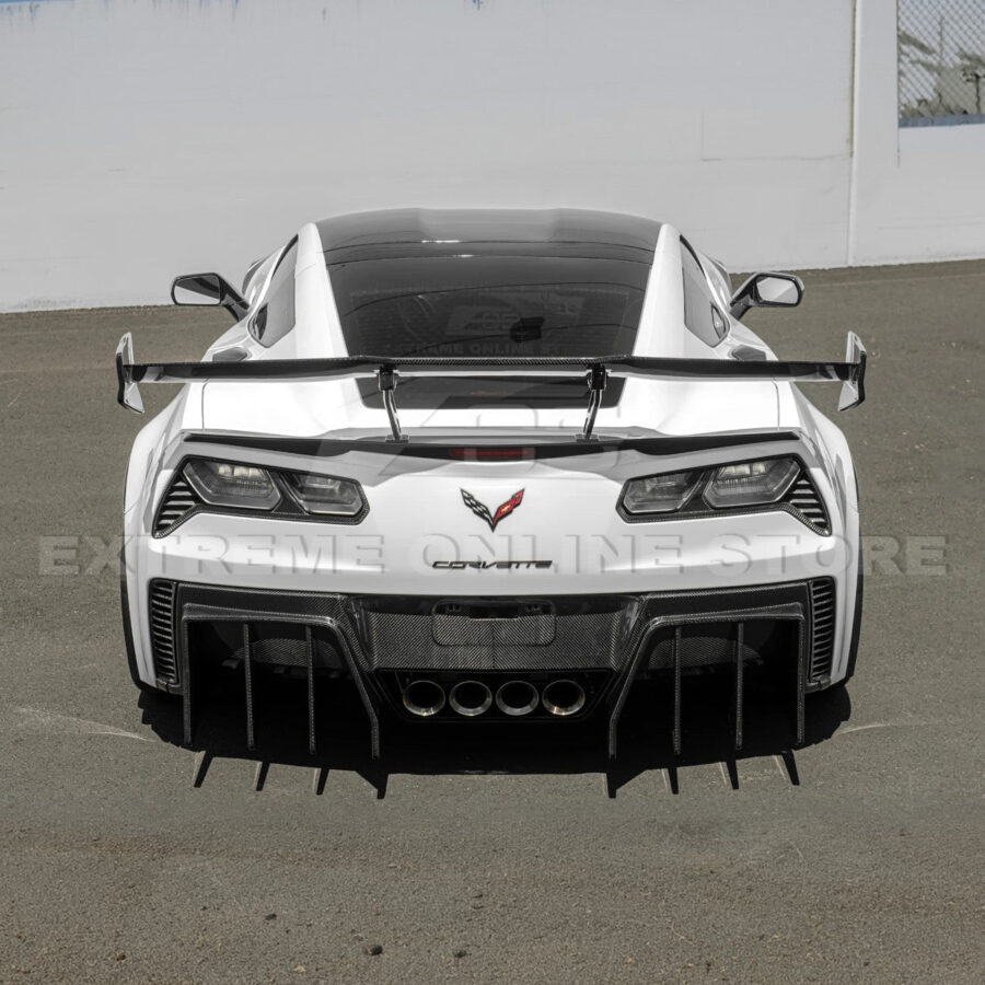 EOS 2014-2019 Chevrolet Corvette C7 Stingray / Z51 Carbon Fiber ZR1 Extended Package Rear Spoiler High Wing - Image 6