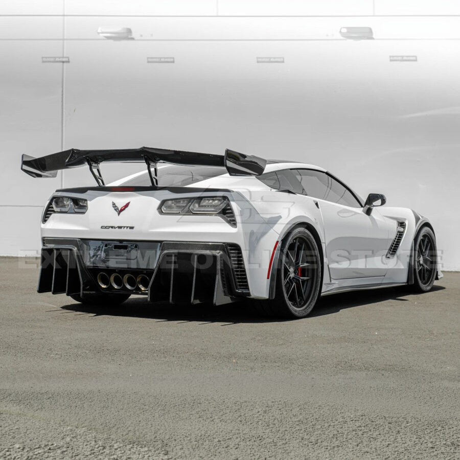EOS 2014-2019 Chevrolet Corvette C7 Stingray / Z51 Carbon Fiber ZR1 Extended Package Rear Spoiler High Wing - Image 8
