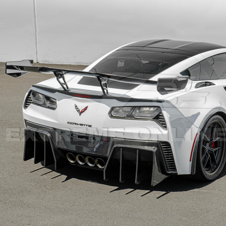 EOS 2014-2019 Chevrolet Corvette C7 Stingray / Z51 Carbon Fiber ZR1 Extended Package Rear Spoiler High Wing - Image 9