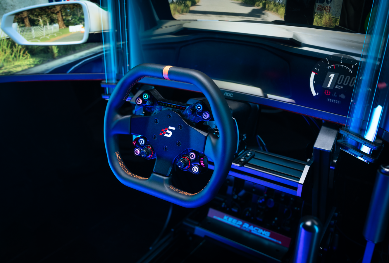 Simagic NEO X Series Steering Wheels - mounted on base