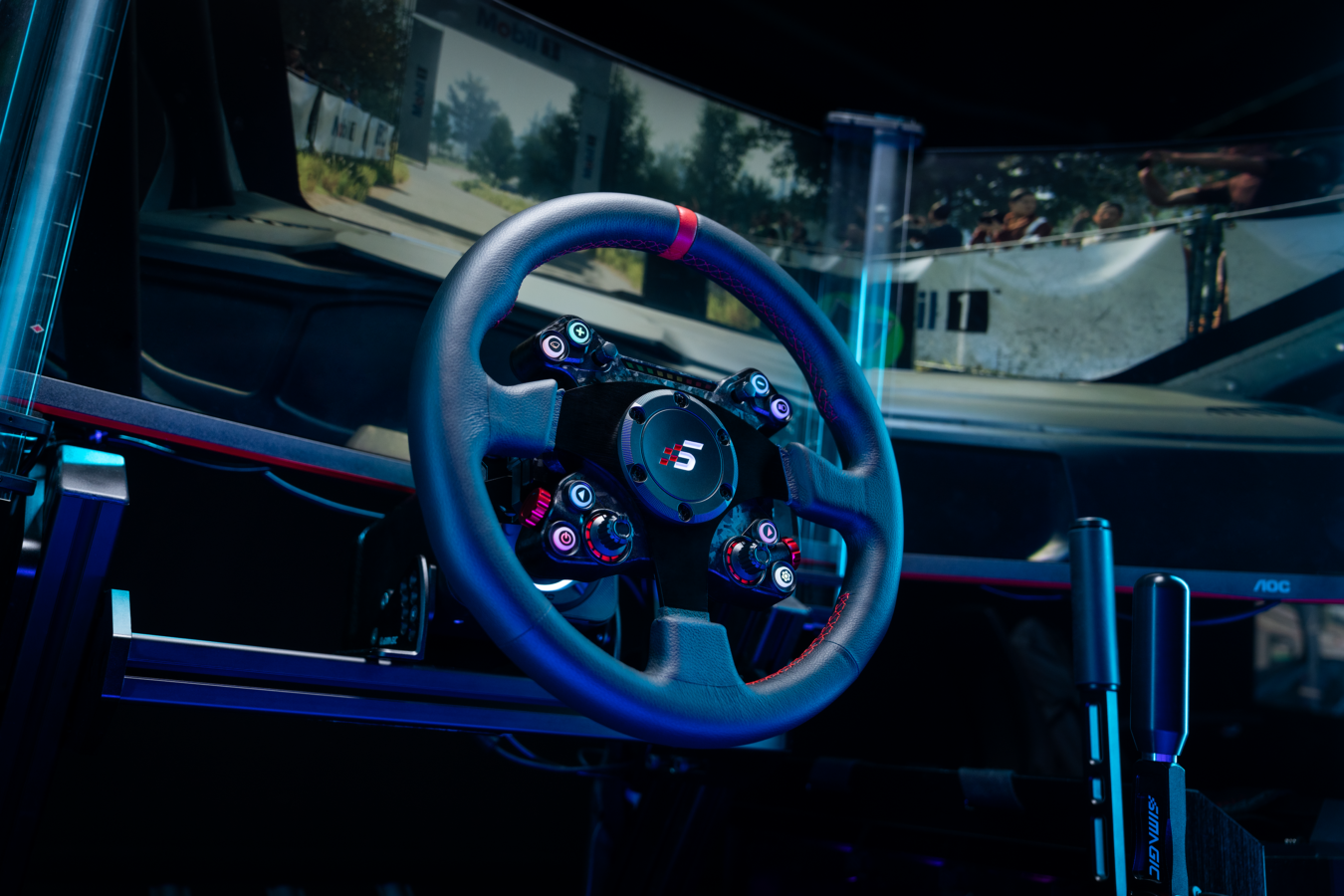 Simagic NEO X Series Steering Wheels - mounted on base