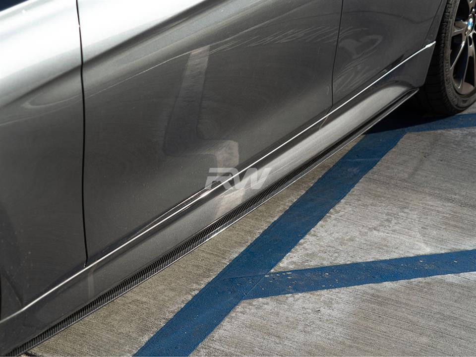 RW Carbon BMW F30 F31 Carbon Fiber Side Skirt Extensions - Image 3
