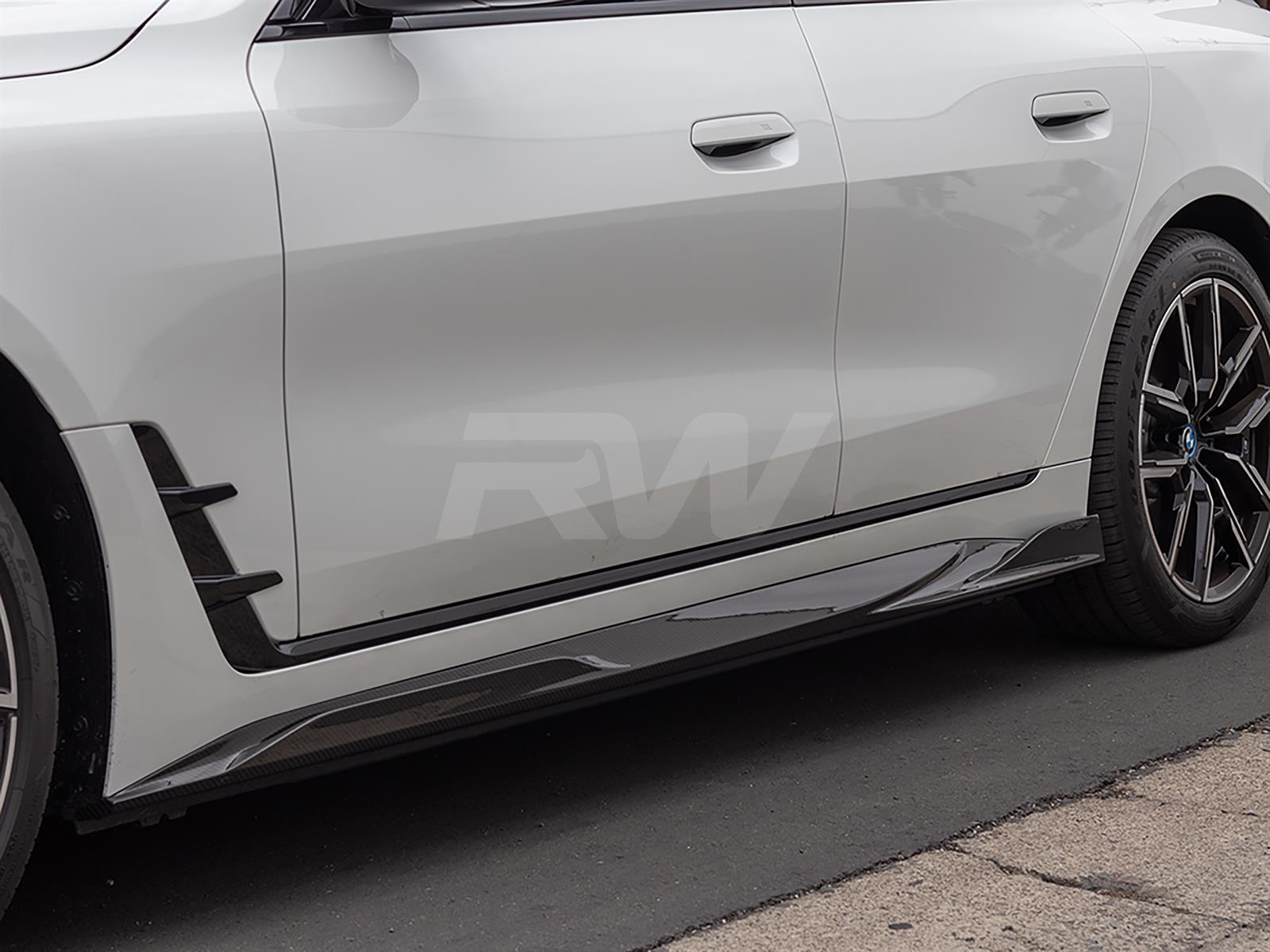 RW Carbon BMW i4 Dry Carbon Fiber Side Skirt Extensions