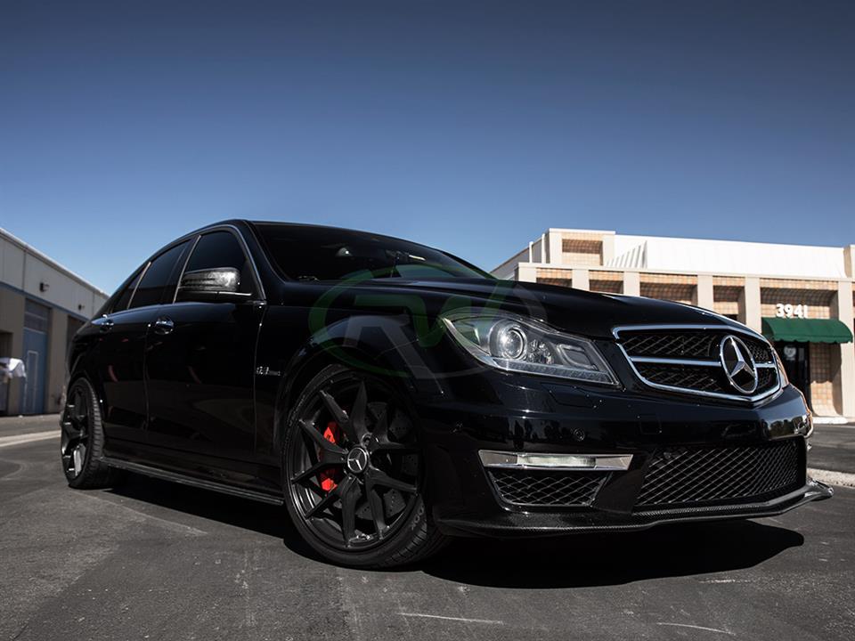 RW Carbon Mercedes W204 C63 Carbon Fiber Side Skirt Extensions - Image 5