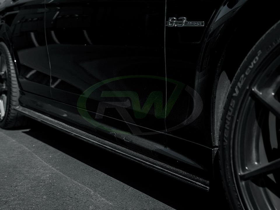 RW Carbon Mercedes W204 C63 Carbon Fiber Side Skirt Extensions