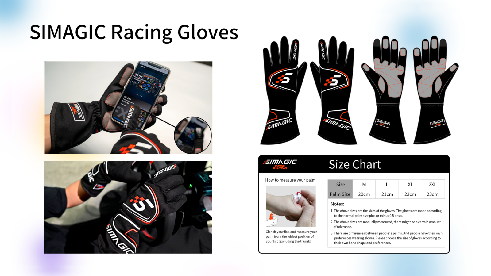 Simagic Exterior Seams Racing Gloves - back view