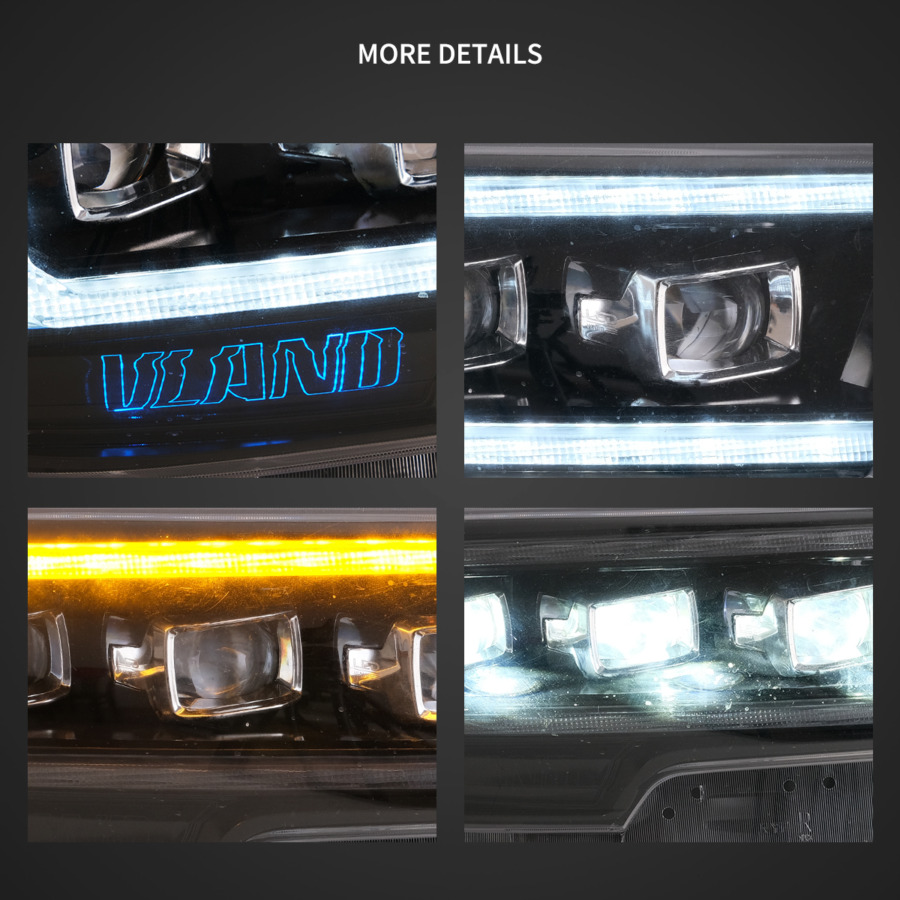 Vland 2016-2023 Toyota Tacoma 3rd Gen (N300) LED Matrix Projector Headlights Black - Image 6