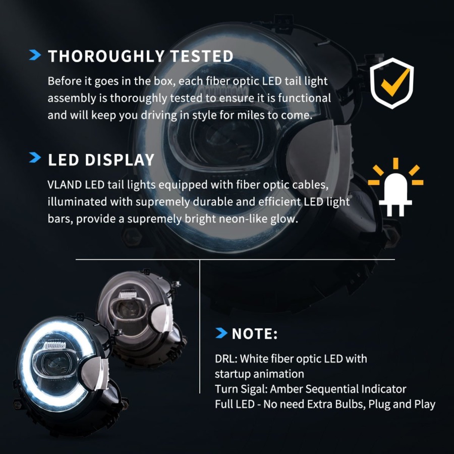 Vland 2007-2015 Mini Cooper LED Headlights (R55 R56 R57 R58 R59) With Dual Beam Projector - Image 8
