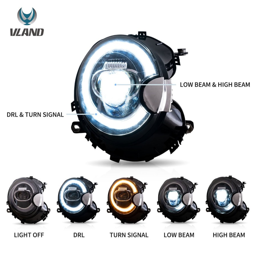 Vland 2007-2015 Mini Cooper LED Headlights (R55 R56 R57 R58 R59) With Dual Beam Projector - Image 4