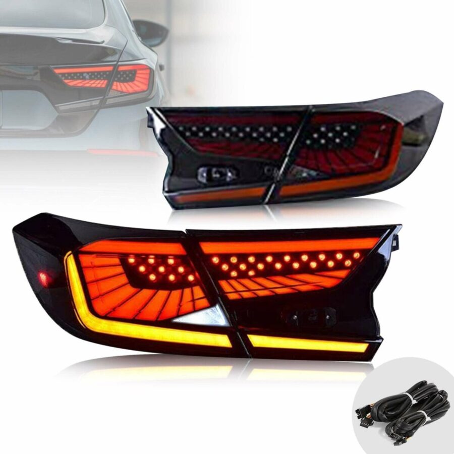 Vland 2018-2022 Honda Accord 10th Gen LED Tail Lights With Dynamic Welcome Lighting Smoked