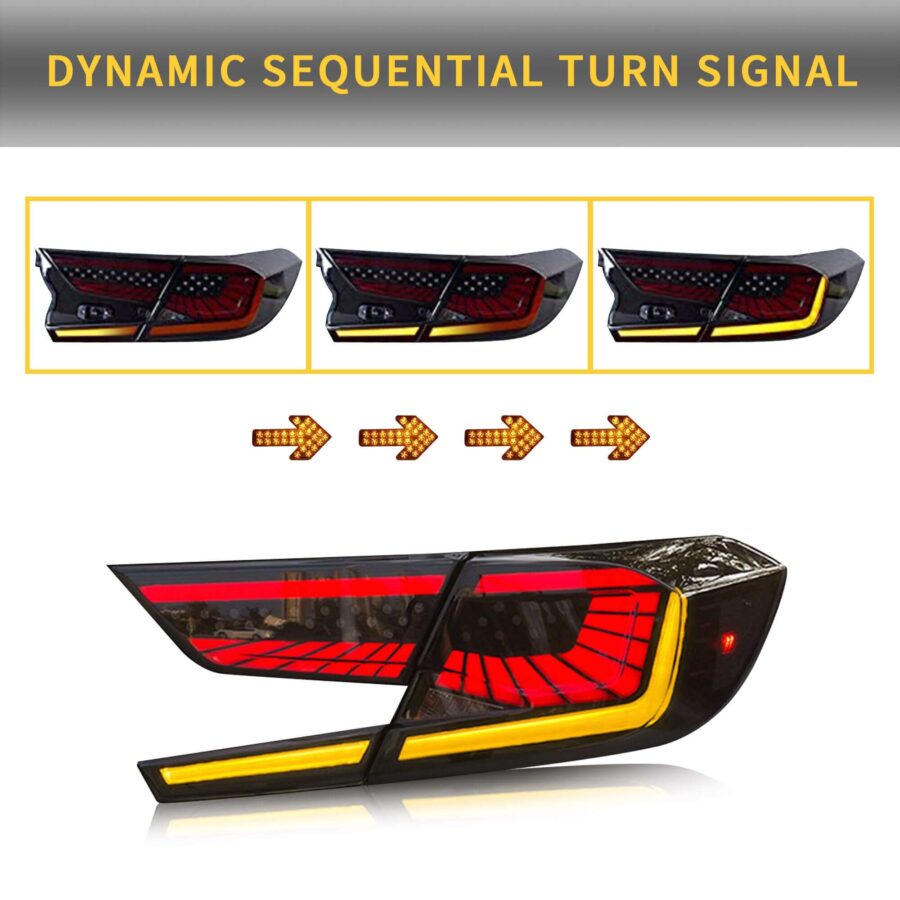 Vland 2018-2022 Honda Accord 10th Gen LED Tail Lights With Dynamic Welcome Lighting Smoked - Image 6