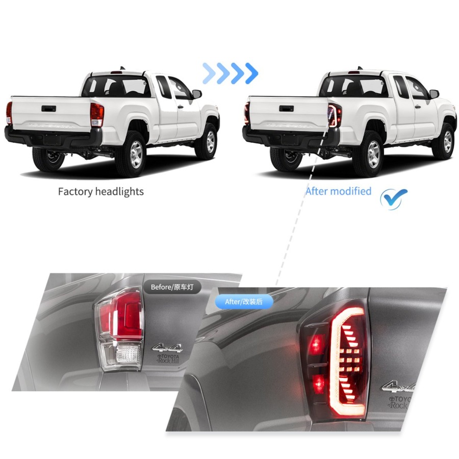 Vland 2016-2023 Toyota Tacoma 3rd Gen (N300) LED Tail Lights With Dynamic Welcome Lighting - Image 4