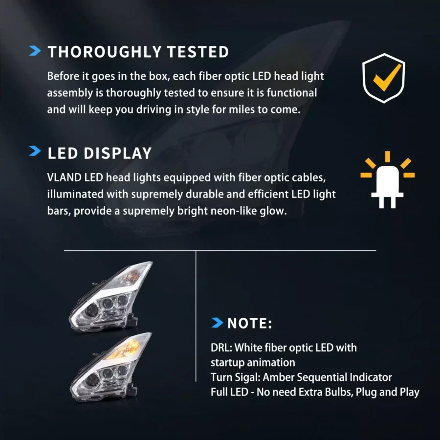 Vland 2008-2023 Nissan GT-R R35 LED Headlights - Image 8