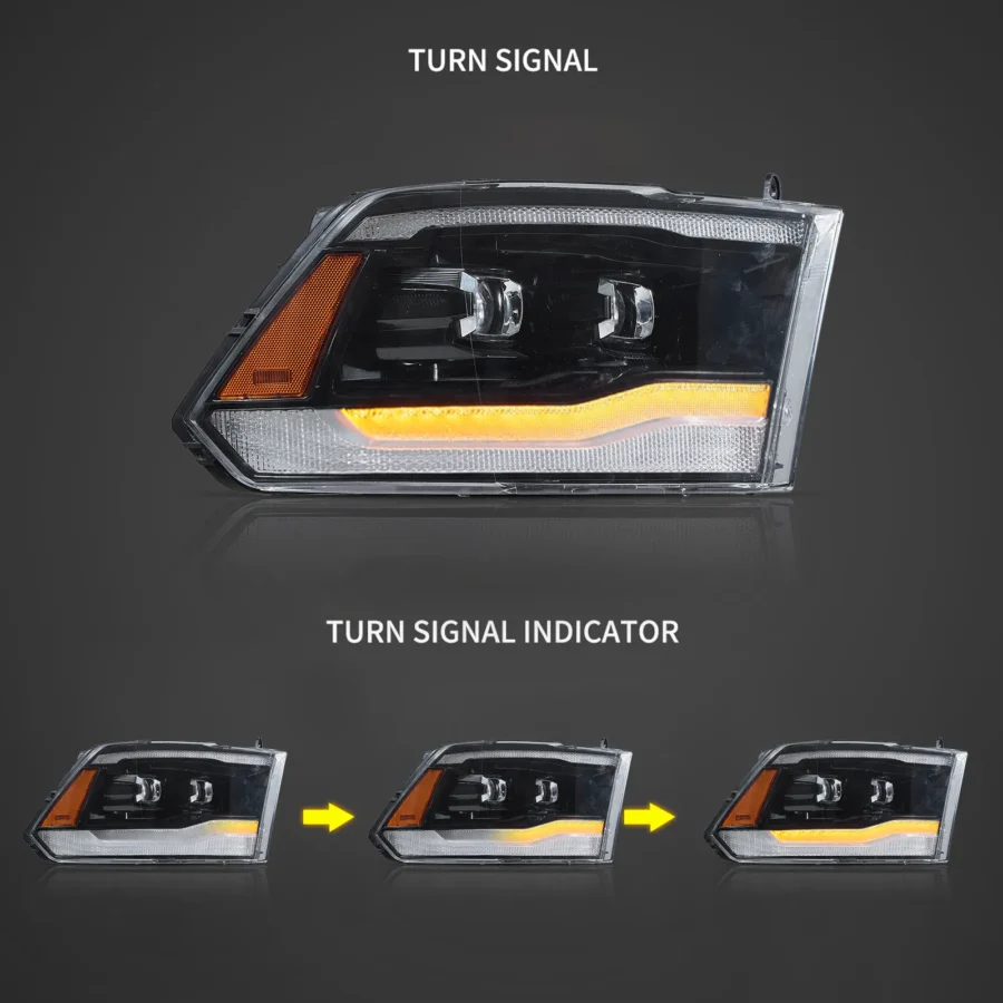 Vland 2009-2018 Dodge Ram 1500 2500 3500 Headlights Full LED Black - Image 3