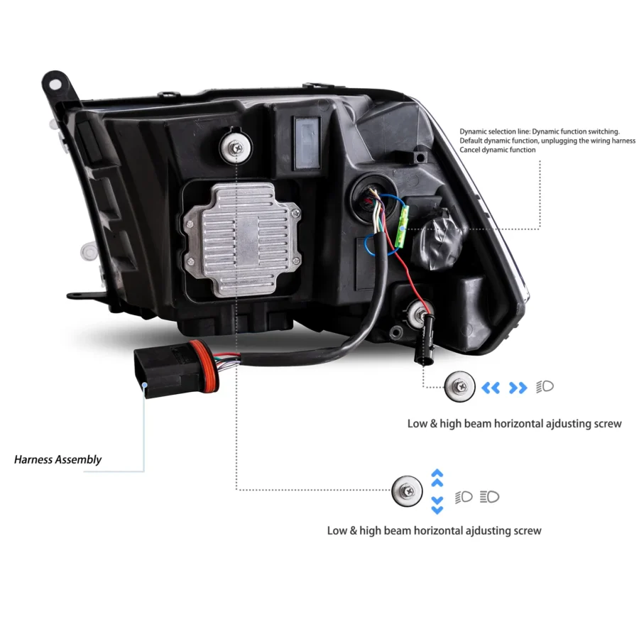 Vland 2009-2018 Dodge Ram 1500 2500 3500 Headlights Full LED Black - Image 6