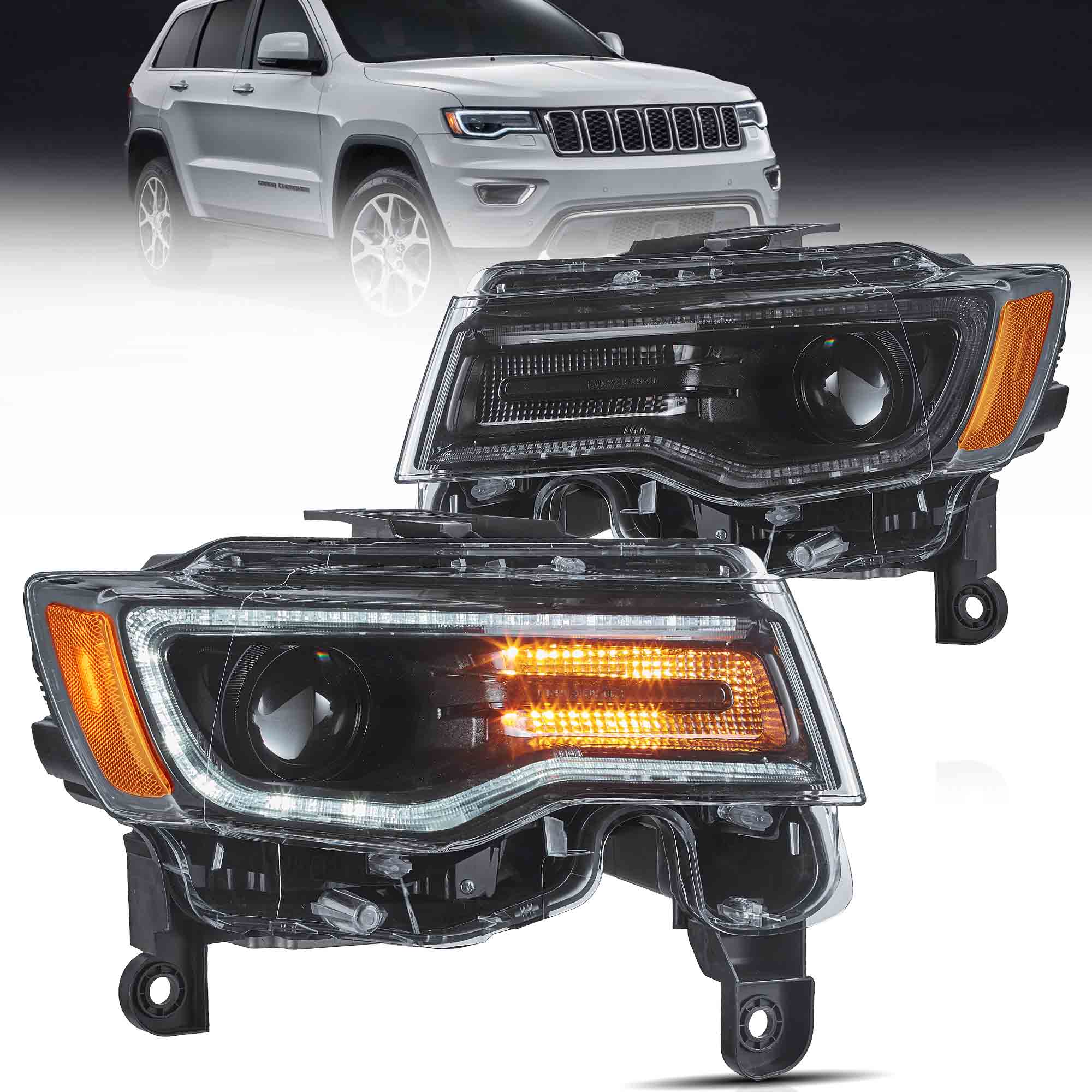Vland 2014-2022 Jeep Grand Cherokee (WK2) LED Headlights With Startup Animation/ Blue DRL