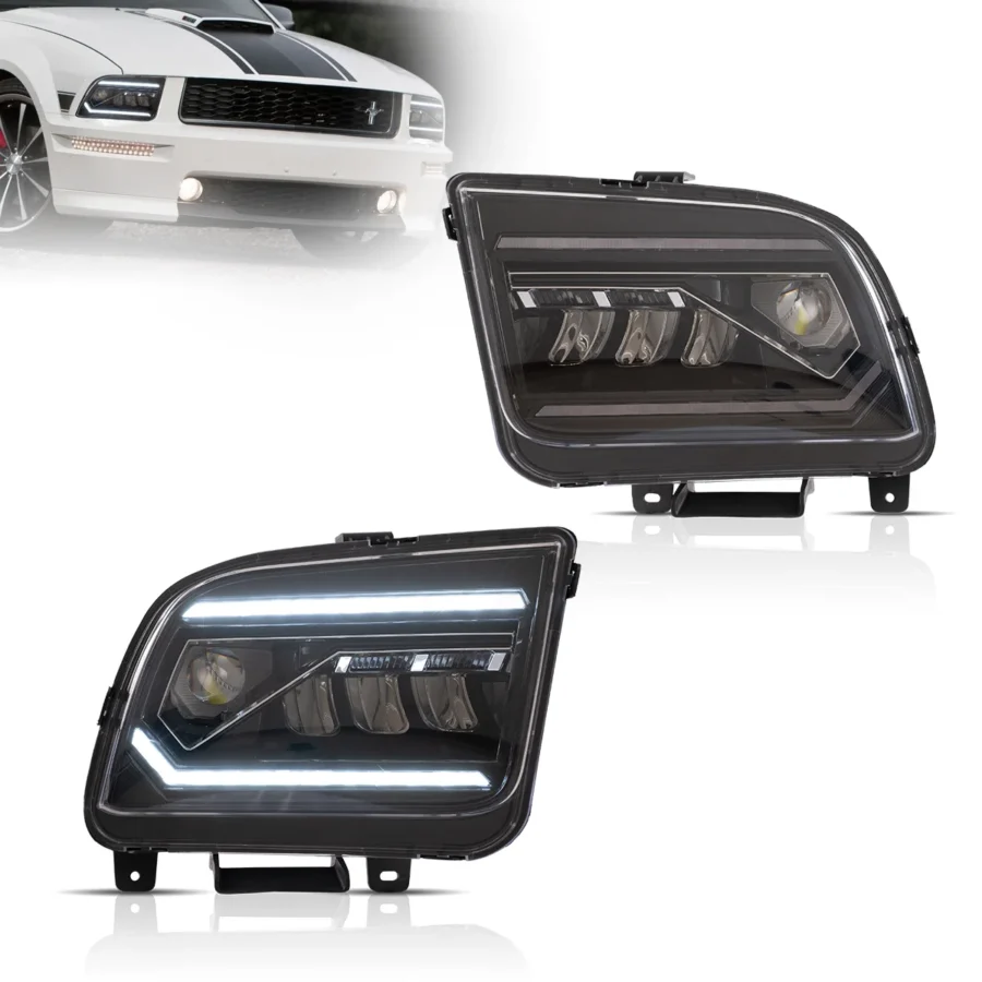 Vland 2005-2009 Mustang S197 Headlights With LED Dual Beam Projector