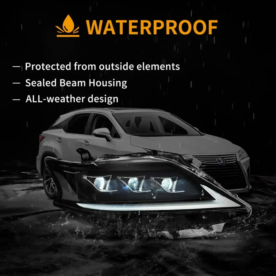 Vland 2013-2015 Lexus RX270 RX350 RX450H (AL10) LED Matrix Headlight Black - Image 6