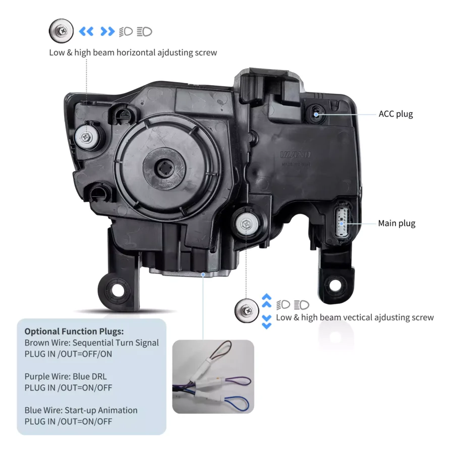 Vland 2014-2022 Jeep Grand Cherokee (WK2) LED Headlights With Startup Animation/ Blue DRL - Image 5