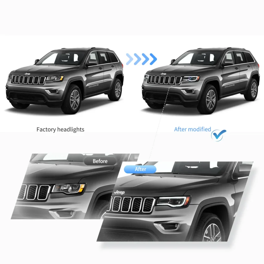 Vland 2014-2022 Jeep Grand Cherokee (WK2) LED Headlights With Startup Animation/ Blue DRL - Image 6