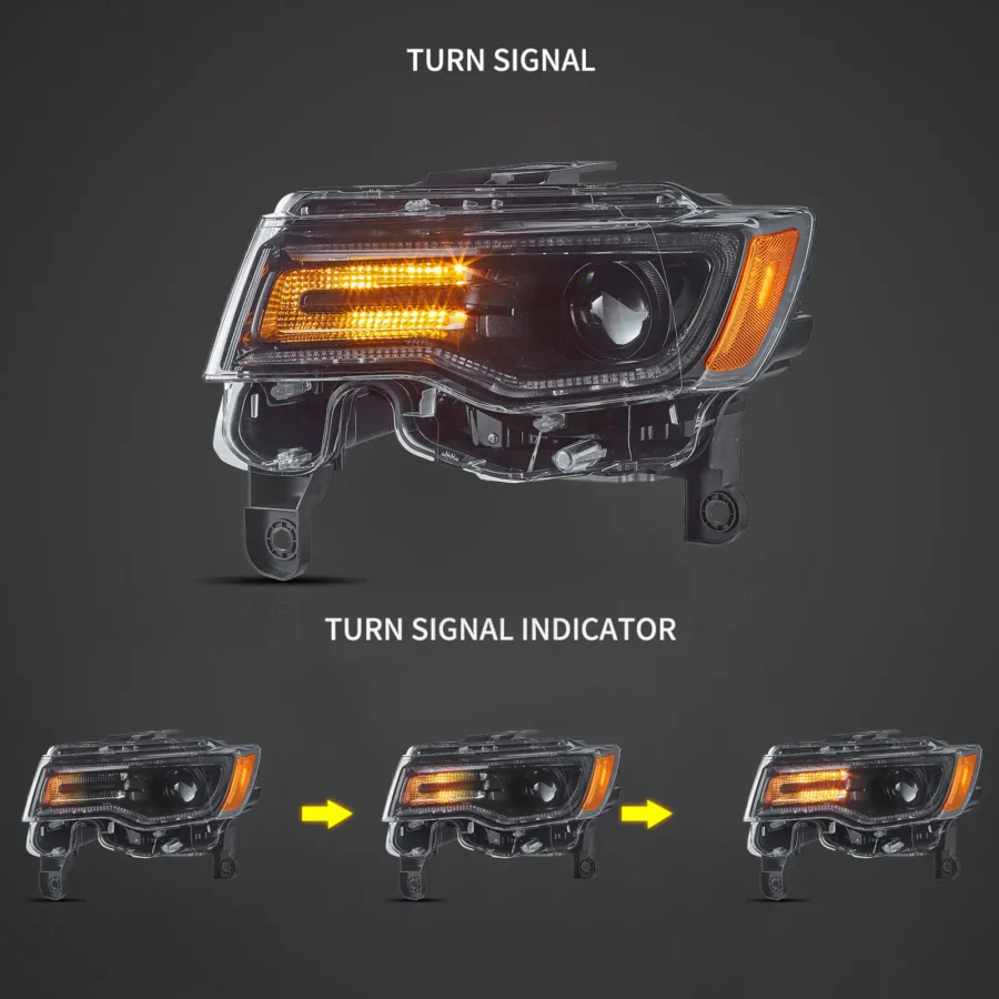 Vland 2014-2022 Jeep Grand Cherokee (WK2) LED Headlights With Startup Animation/ Blue DRL - Image 3