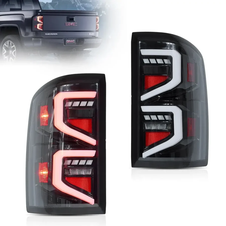 Vland 2014-2018 GMC Sierra 1500 2500HD 3500HD LED Tail Lights With Dynamic Welcome Lighting Clear
