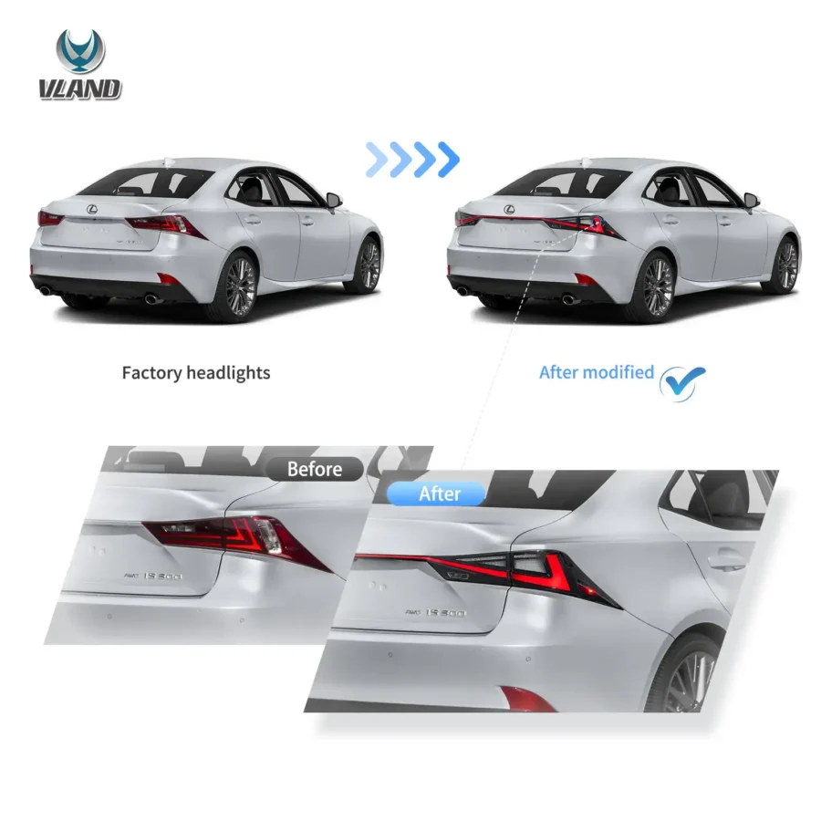 Vland 2014-2020 Lexus IS 250 200t 300h F Sport LED Tail Lights Unique Design - Image 7