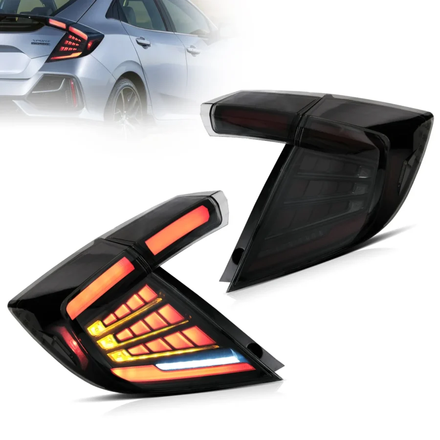 Vland 2018-2021 Honda Civic 10th Gen (FK4/FK7/FK8) Hatchback LED Tail Lights With Dynamic Welcome Lighting