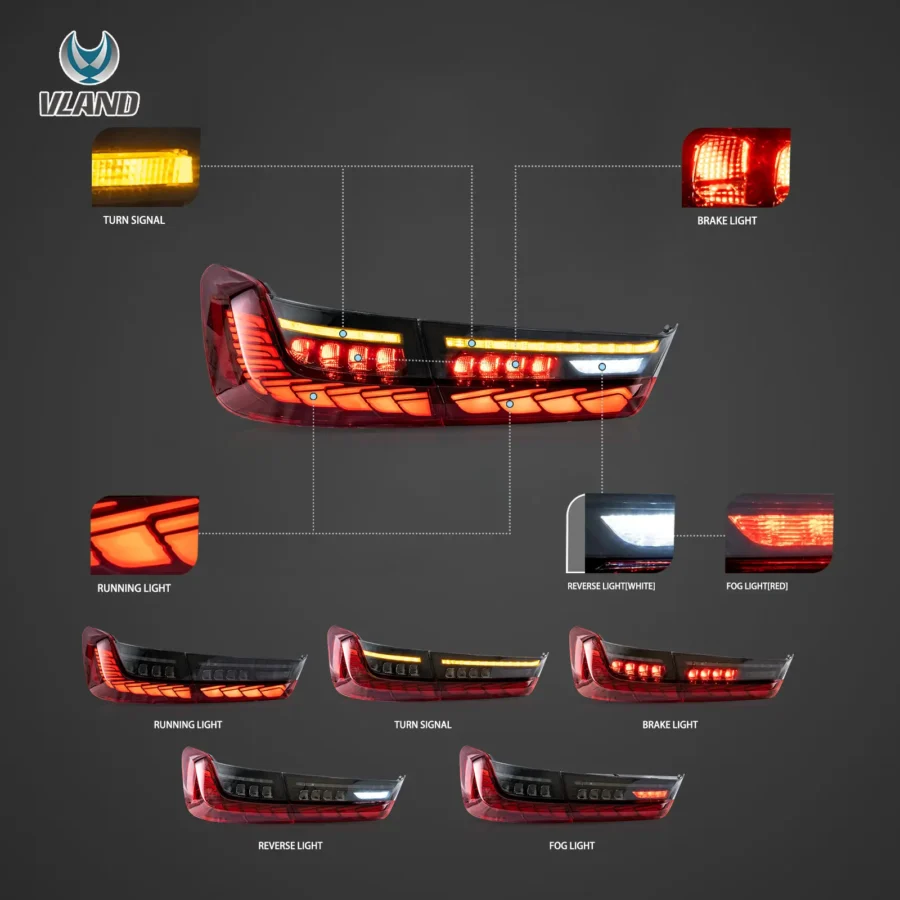 Vland 2018-2024 BMW 3 Series G20/G80 M3 OLED Tail Lights Sequential Turn Signal With Dynamic Welcome Lighting - Image 4