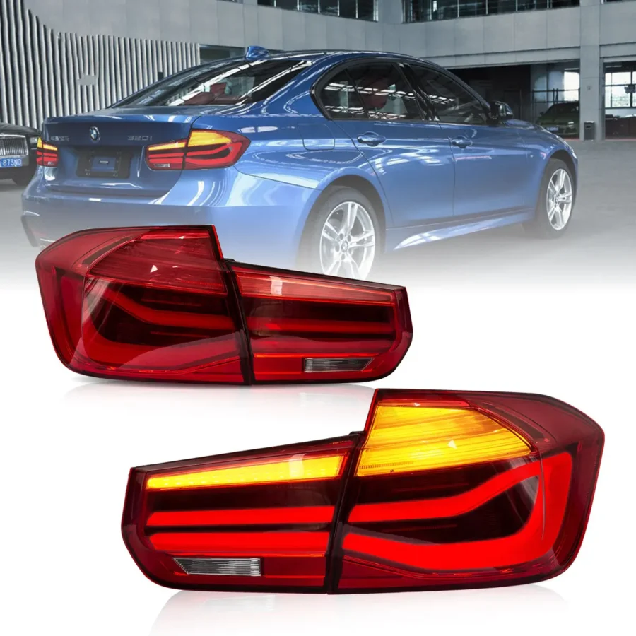 Vland 2012-2019 BMW 3 Series 6th Gen (F30 F80) LED Tail Lights With Sequential Amber Turn Signal
