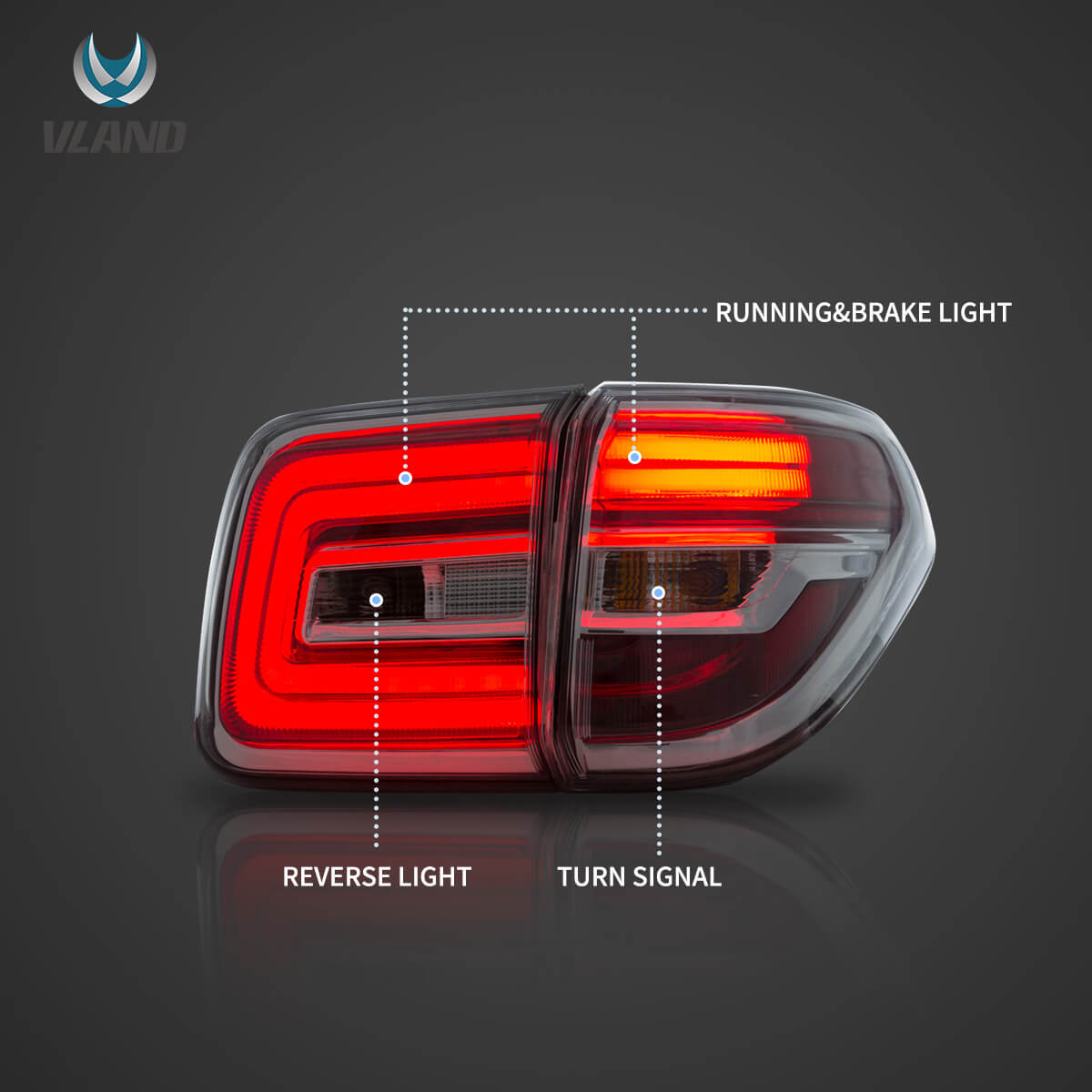 Vland 2010-2022 Nissan Patrol 6th Gen(Y62)2017-2020 Armada 2nd Gen (Y62) Pre-Facelift LED Tail Lights Clear - Image 3