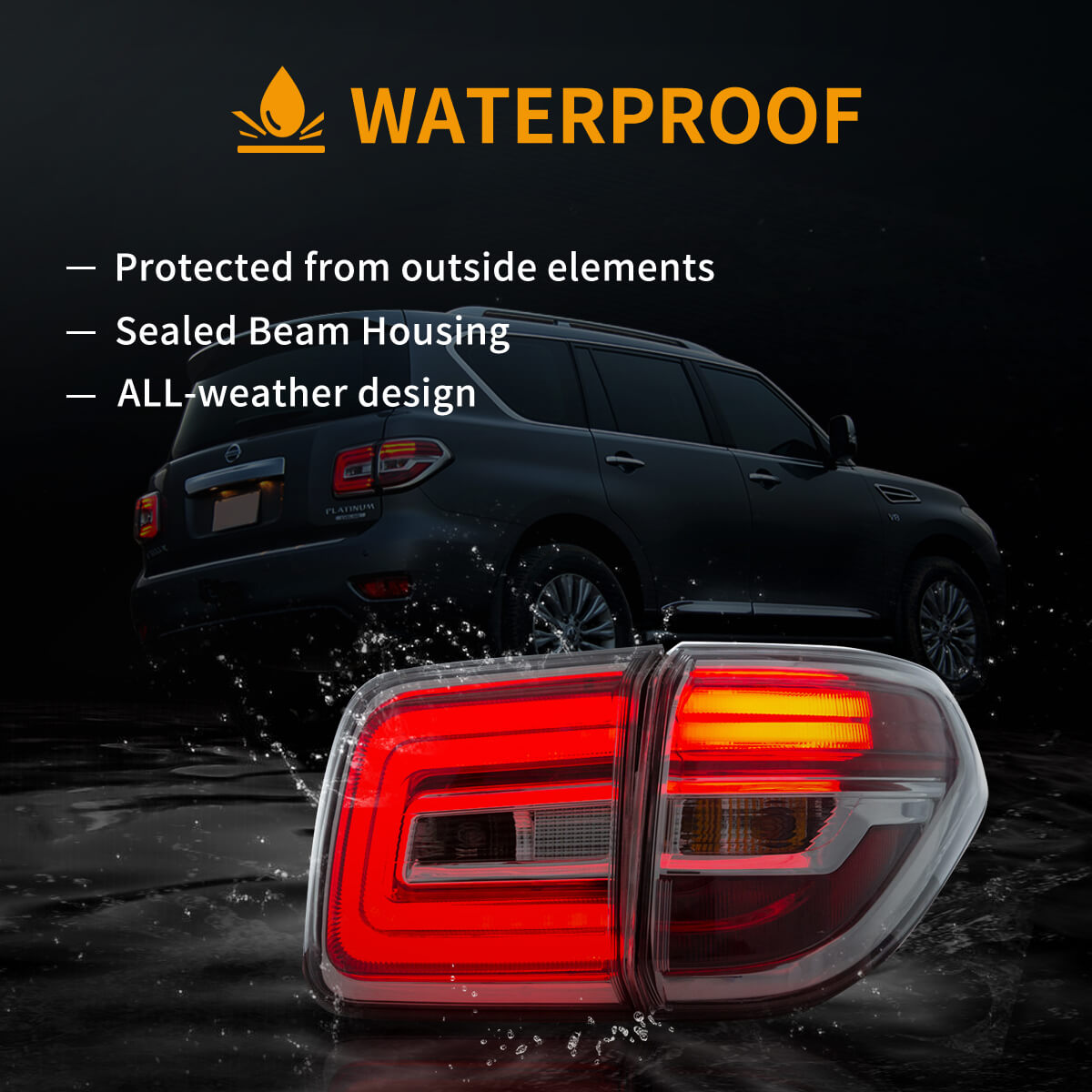 Vland 2010-2022 Nissan Patrol 6th Gen(Y62)2017-2020 Armada 2nd Gen (Y62) Pre-Facelift LED Tail Lights Clear - Image 7