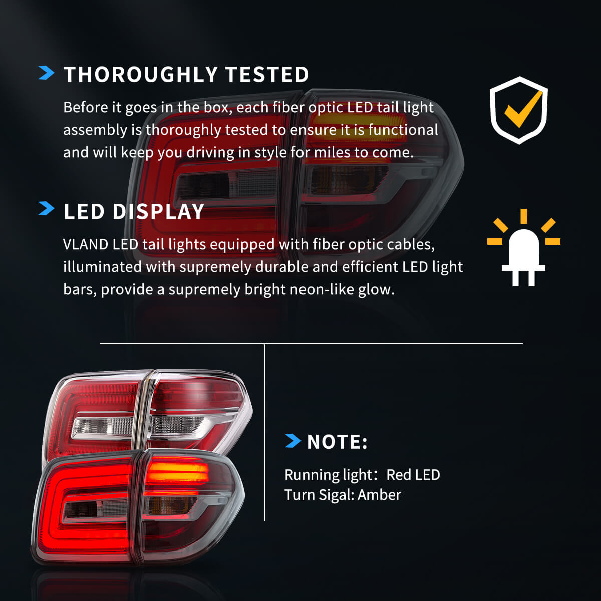 Vland 2010-2022 Nissan Patrol 6th Gen(Y62)2017-2020 Armada 2nd Gen (Y62) Pre-Facelift LED Tail Lights Clear - Image 6