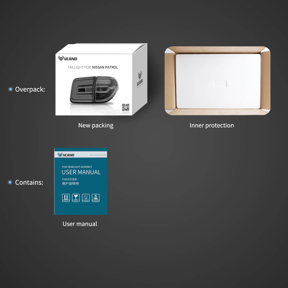 Vland 2010-2022 Nissan Patrol 6th Gen(Y62)2017-2020 Armada 2nd Gen (Y62) Pre-Facelift LED Tail Lights Clear - Image 8