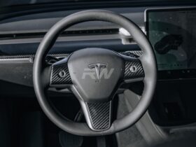 Brand: Tesla Model 3 / Y Carbon Fiber Steering Wheel Trim