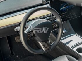 Brand: Tesla Model 3 / Y Carbon Fiber Steering Wheel Trim