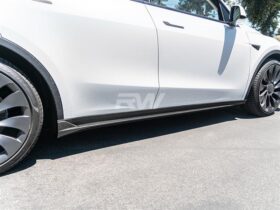 RW Carbon Tesla Model Y DTM CF Side Skirt Extensions