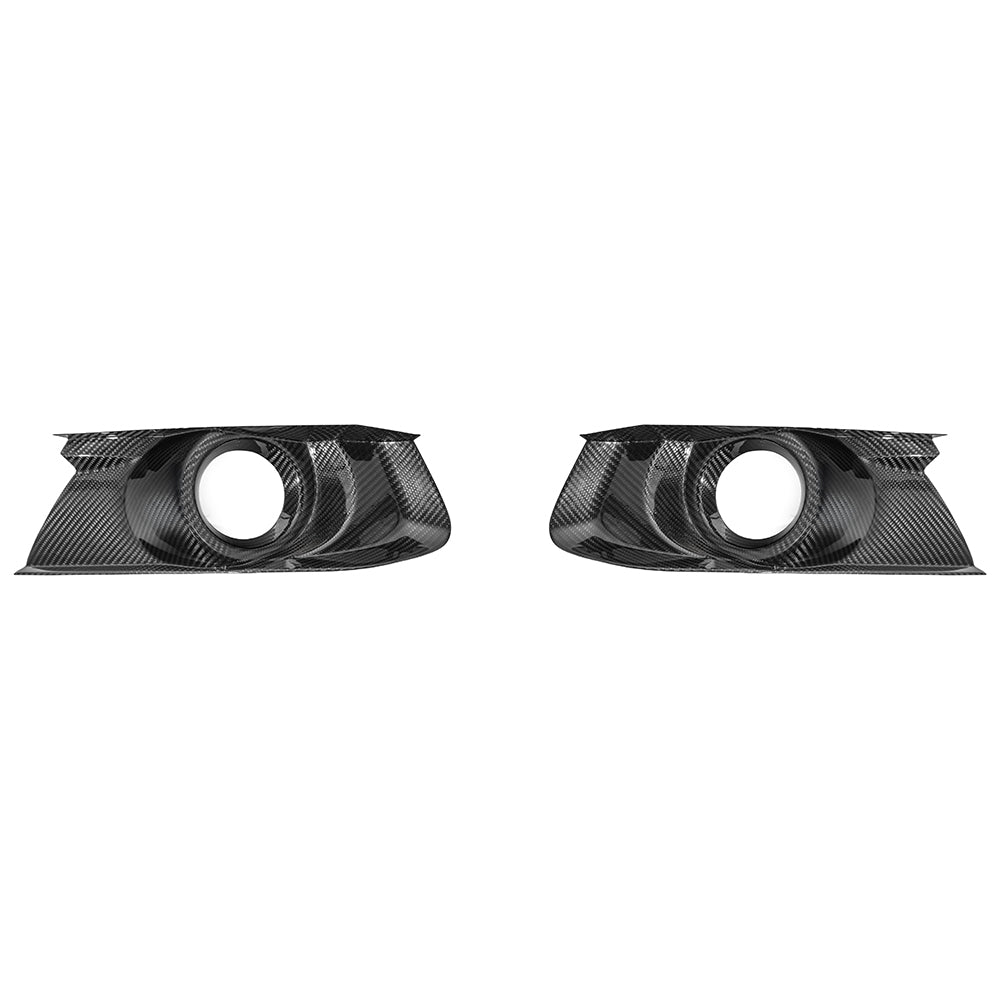 2015-17 Ford Mustang DRY CABON FIBER Front Bumper Fog Light Bezel Cover Pair