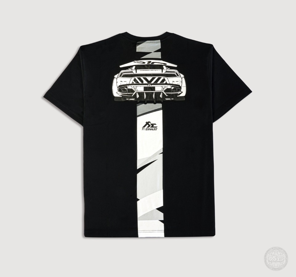 FILIFESTYLE USD 2015-2024 Lamborghini 2014-2019 Lamborghini Huracan LP580/LP610 "Huracan Race To Finish" Black Heavyweight Crew Neck T Shirt [Limited Ed.]